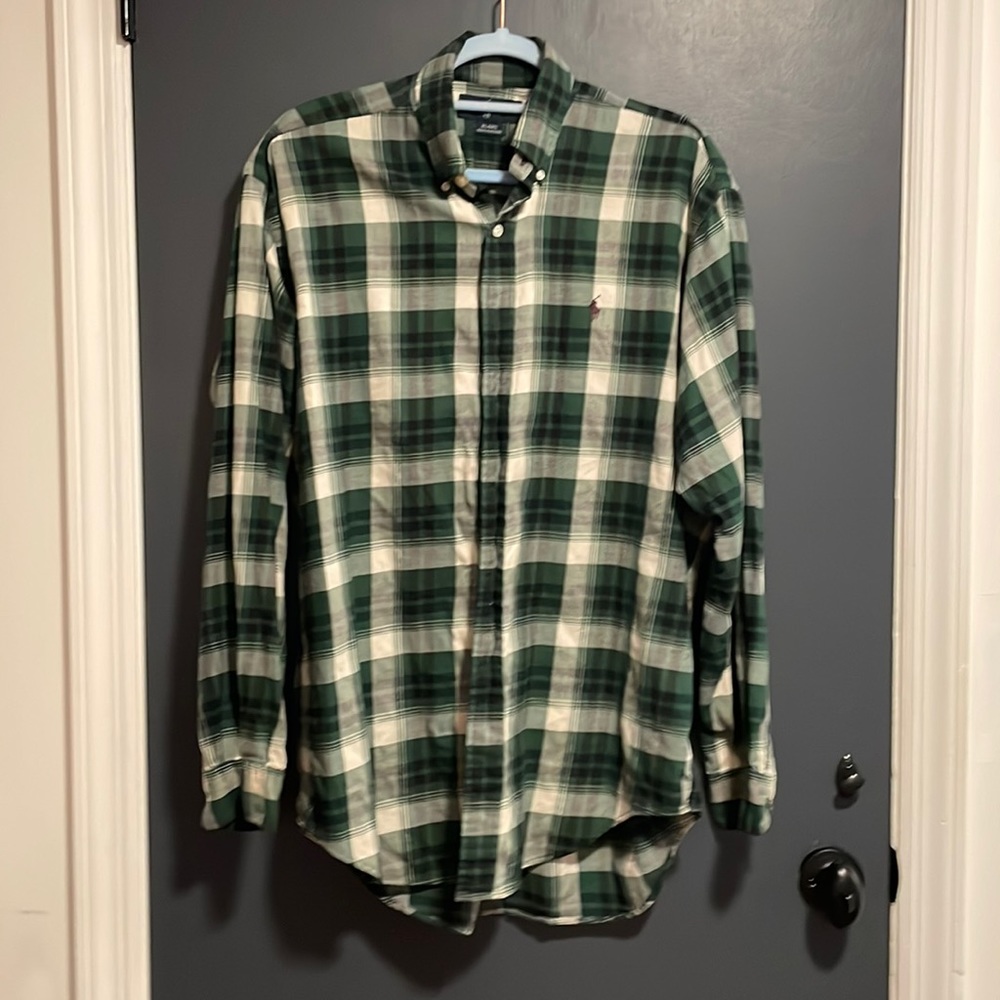 Ralph Lauren green plaid button down long sleeve shirt - medium mens